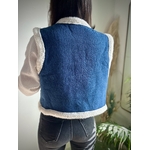 Veste jean sans manche mouton