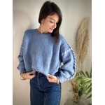 Pull col rond bleu ciel