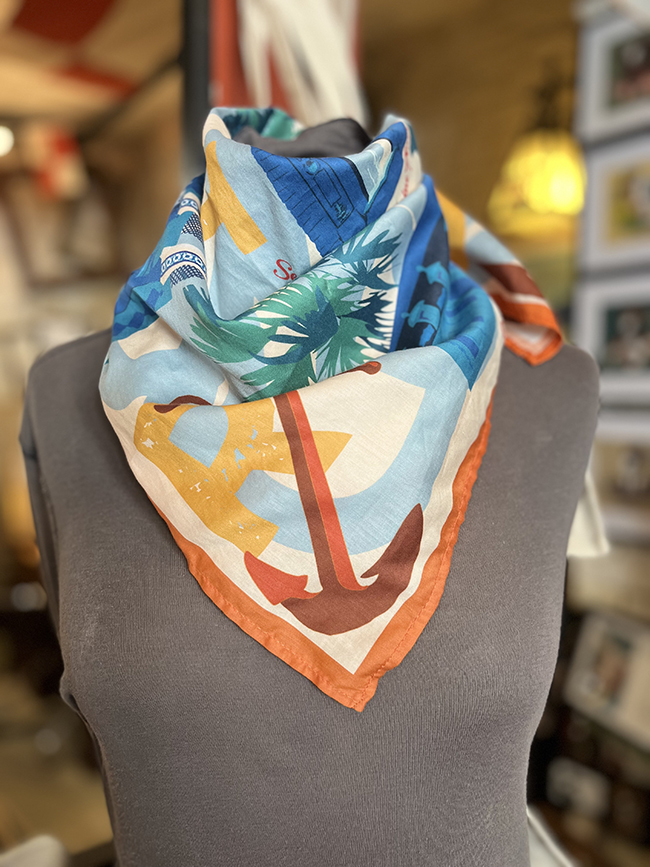 foulard rochefort bleu orange