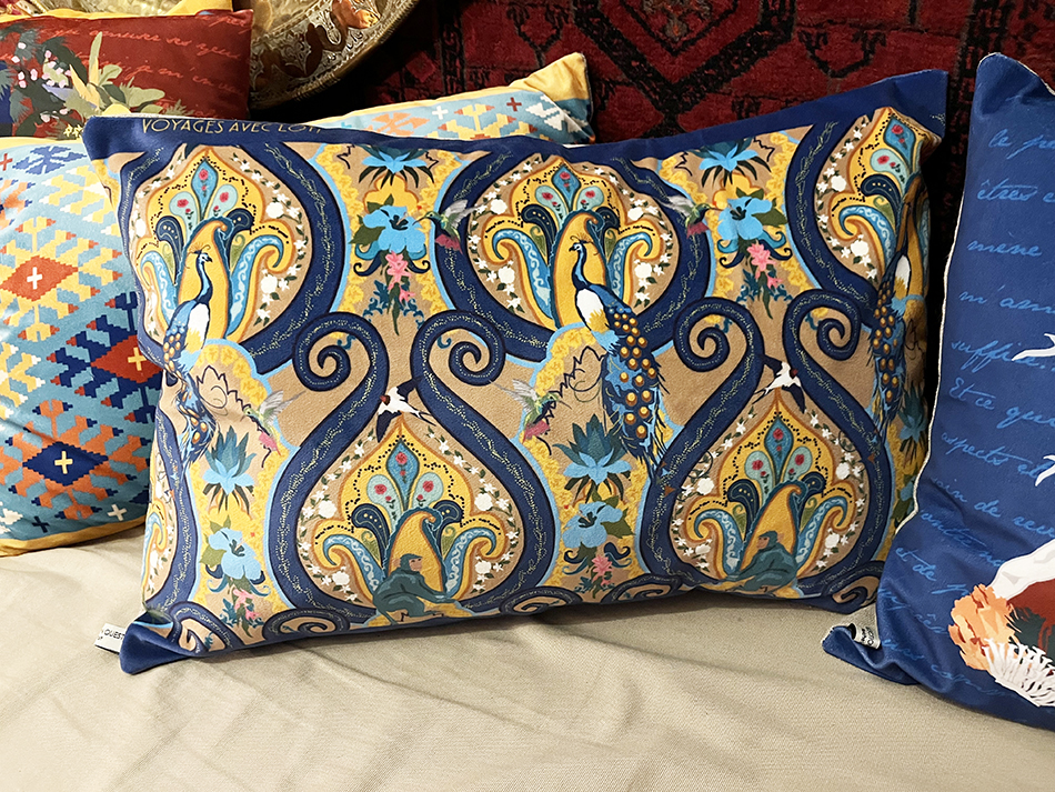 coussin inde bleu