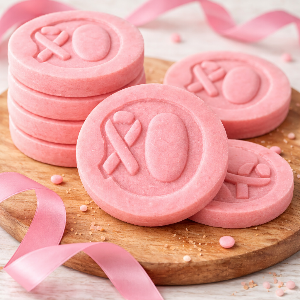 Biscuits roses et rubans de sensibilisation