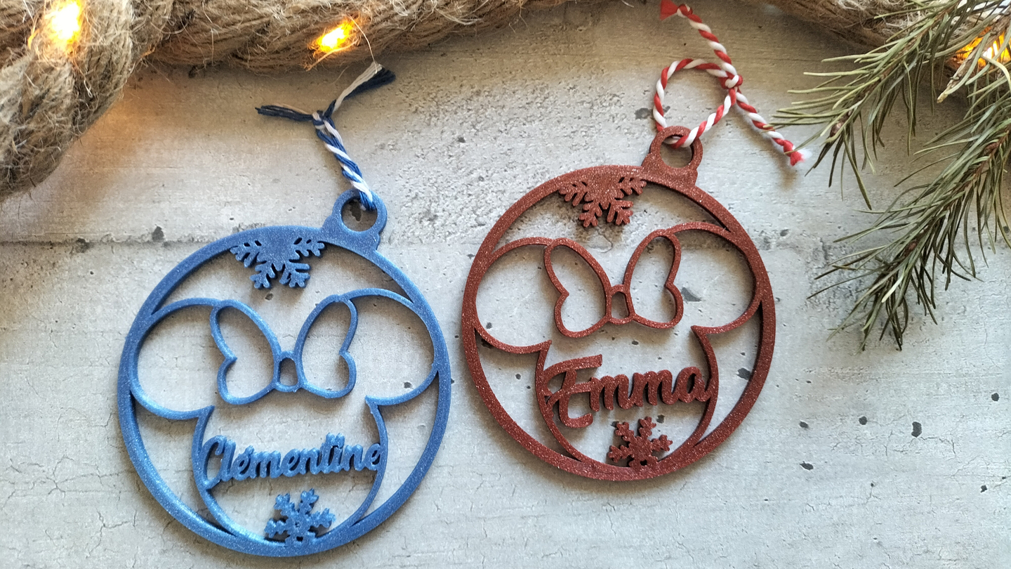 Boule de Noël personnalisée style Minnie Noël littlecookiie