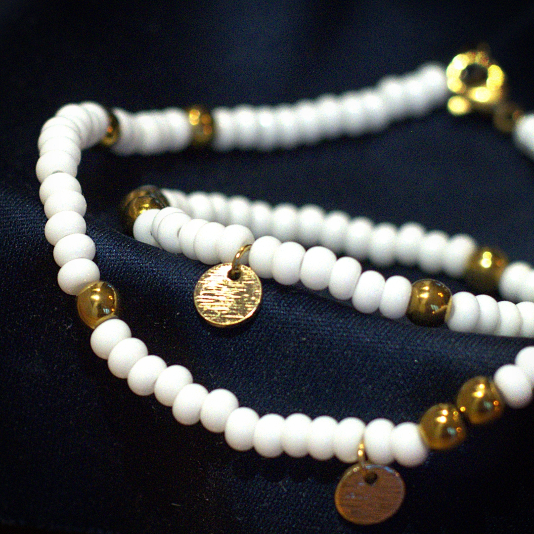 Bracelet double rang avec perles - doré, Bracelets, Sacha