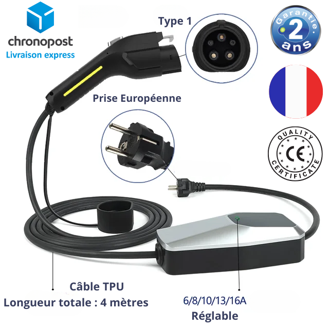 Chargeur EV pour voiture électrique avec prise européenne