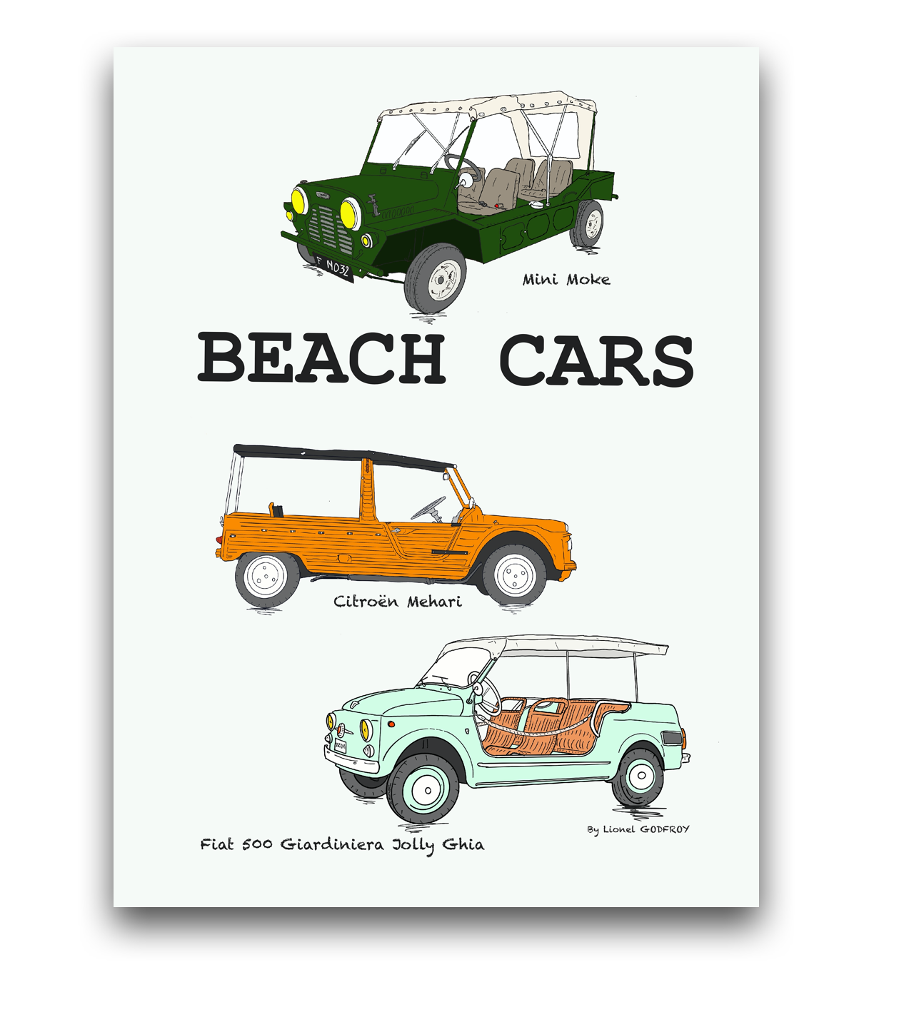 Poster Beach car white