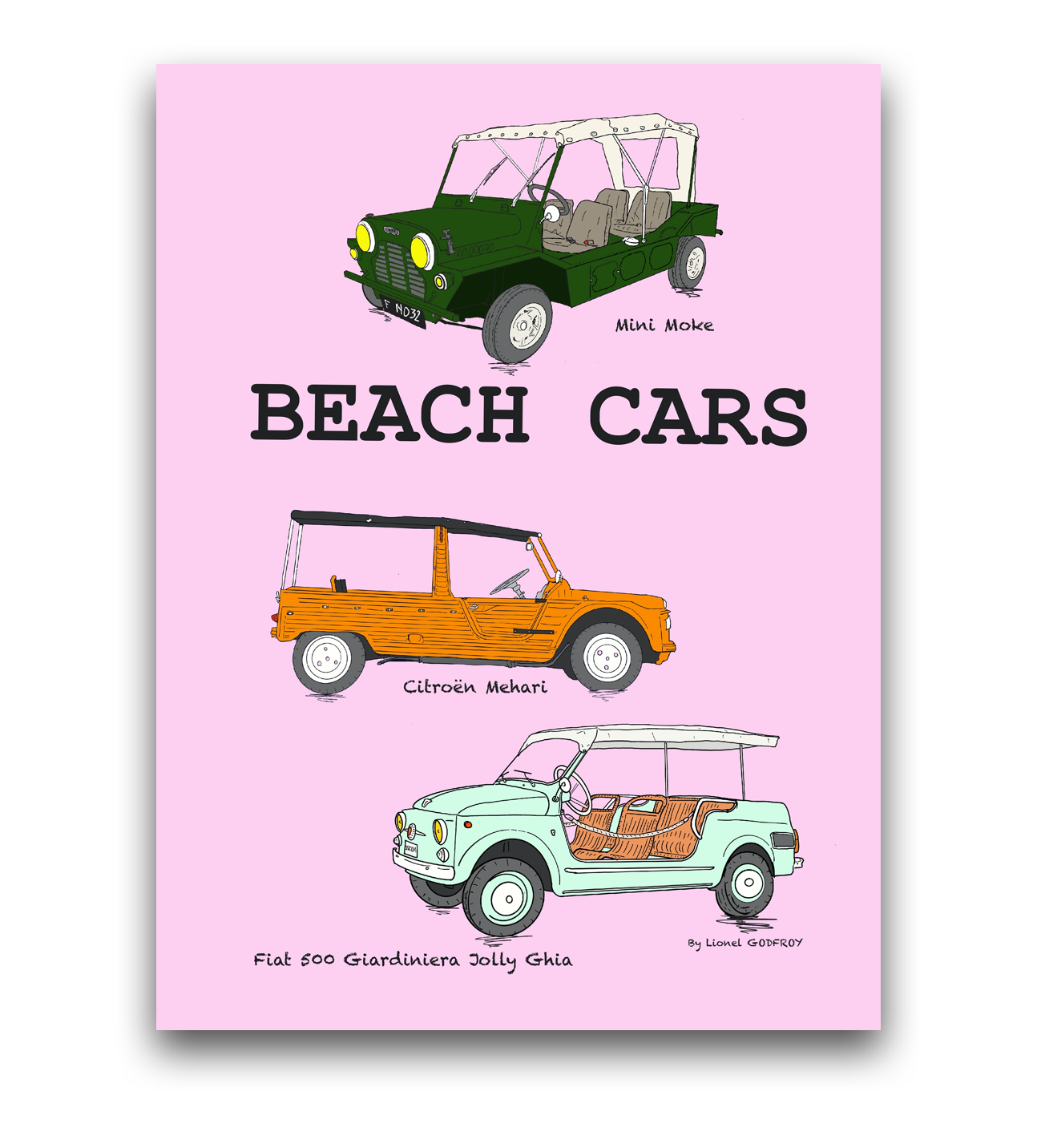 Poster Beach car pink