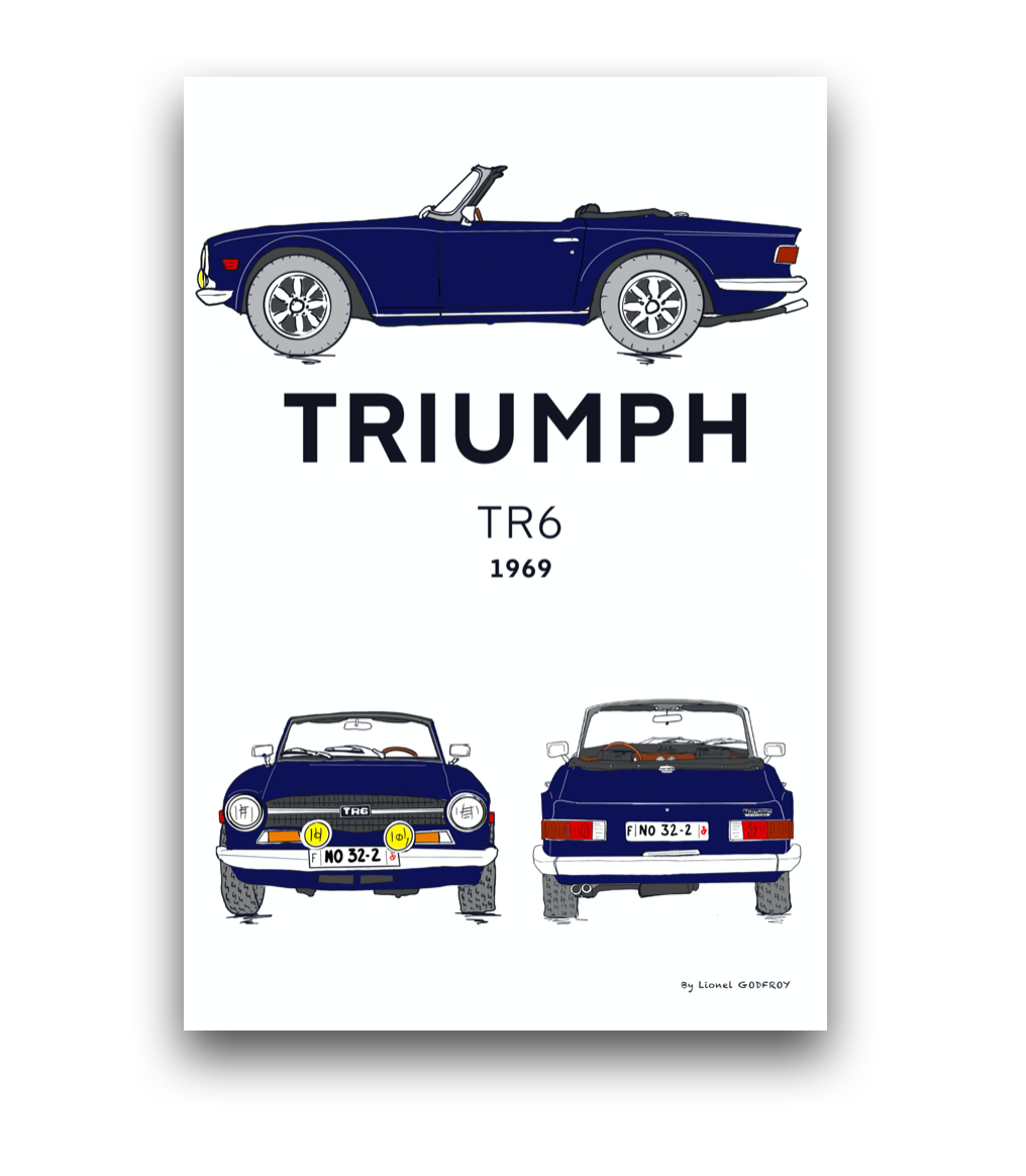 Poster Triumph TR6 bleue