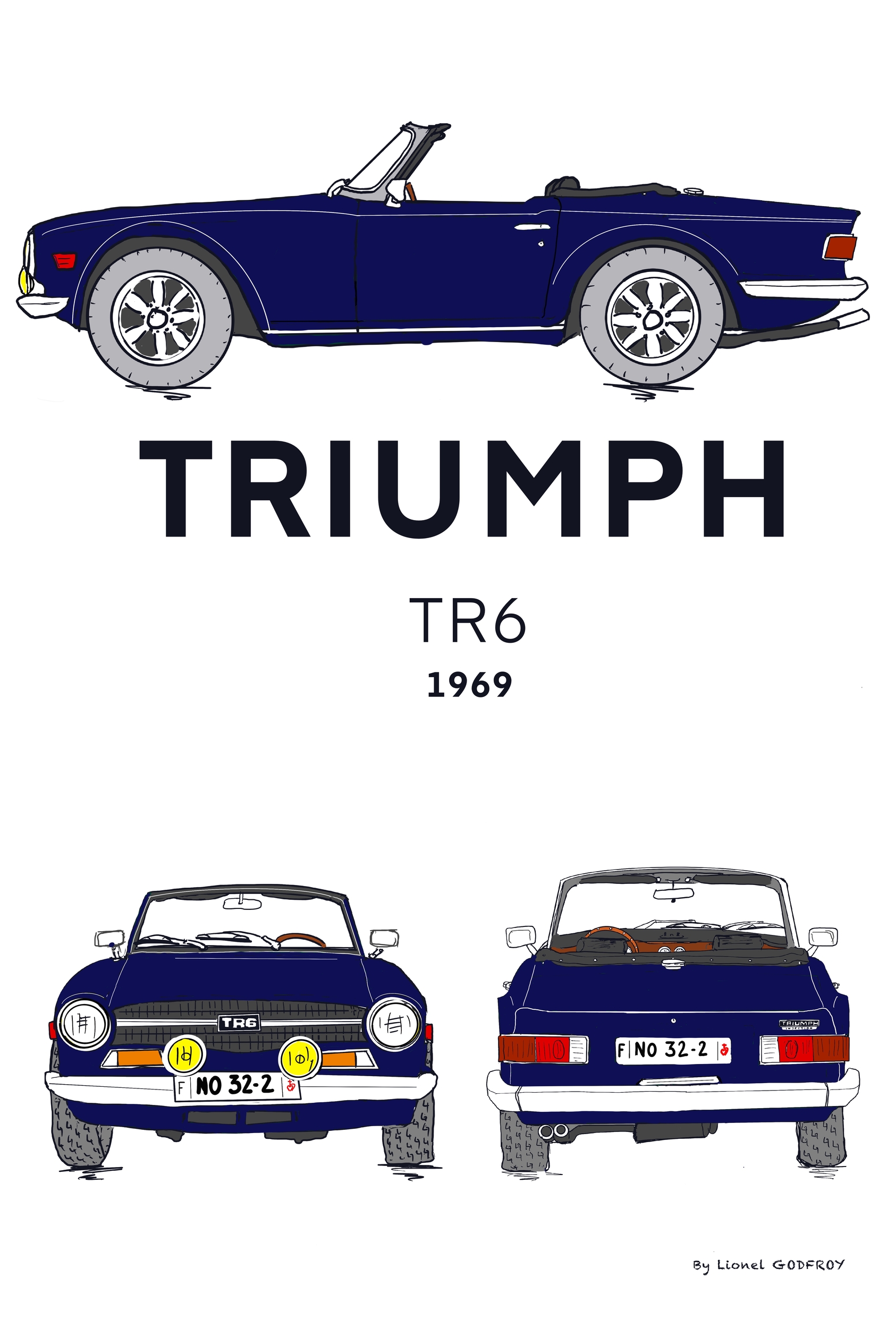Affiche_Triumph_TR6_Bleue