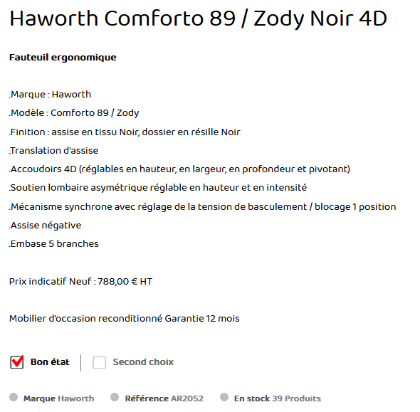 HAWORTS CONFORTO 89 NOIR DESCRIPTIF