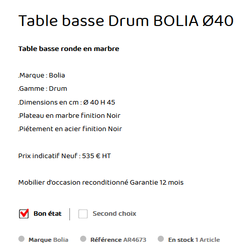 Table diametre 40cm