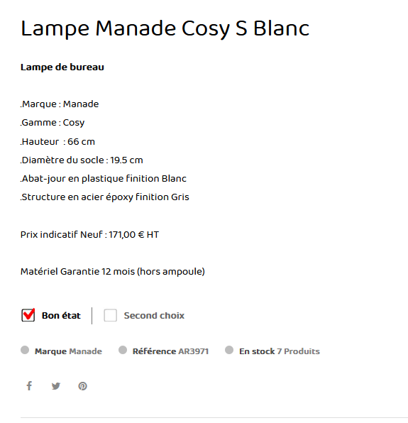 Lampe Manade Cosy S Blanche descriptif