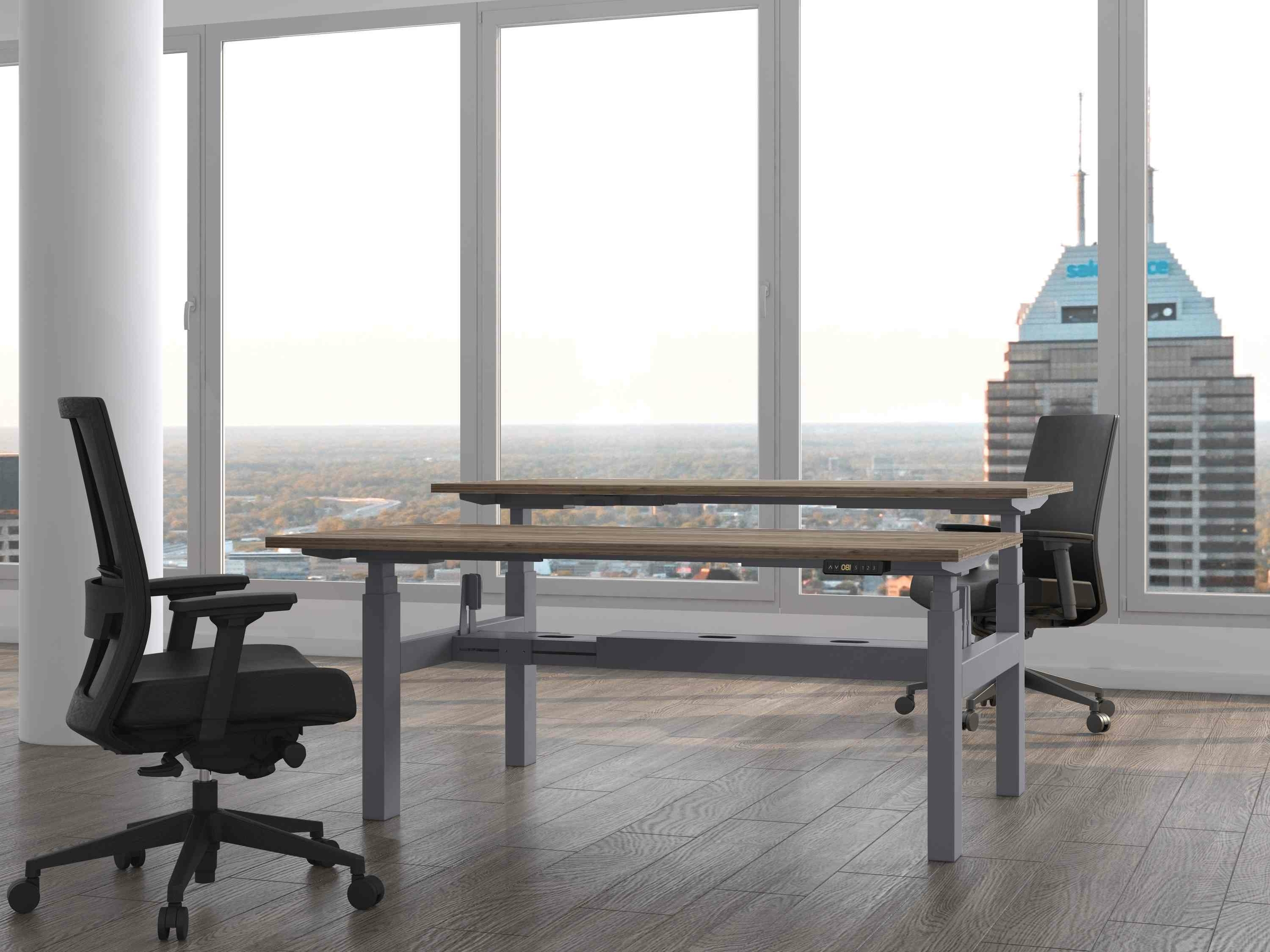 I-STAND 2 DUO_RAL9006_PLACAGE CHÊNE