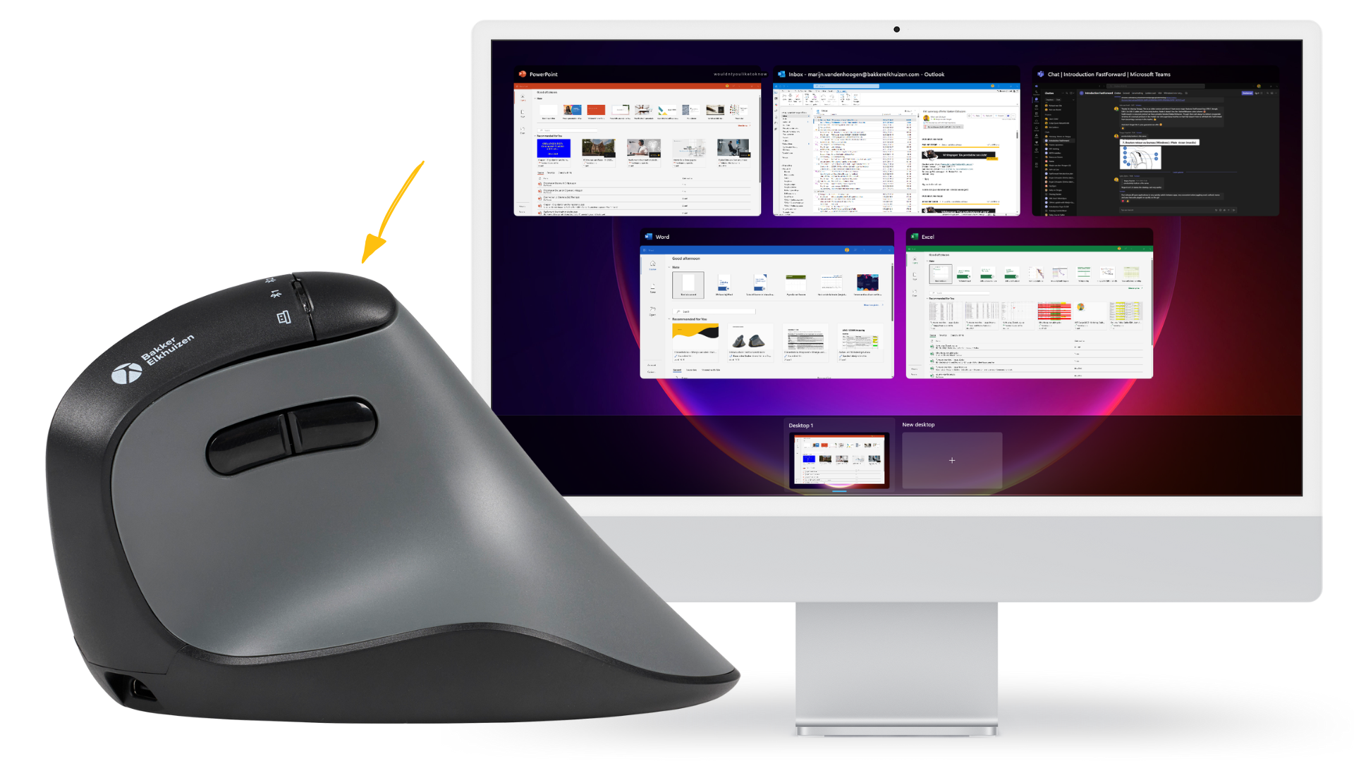 Souris ergonomique  Fastformard Pro  bouton de productivié passage entre applications