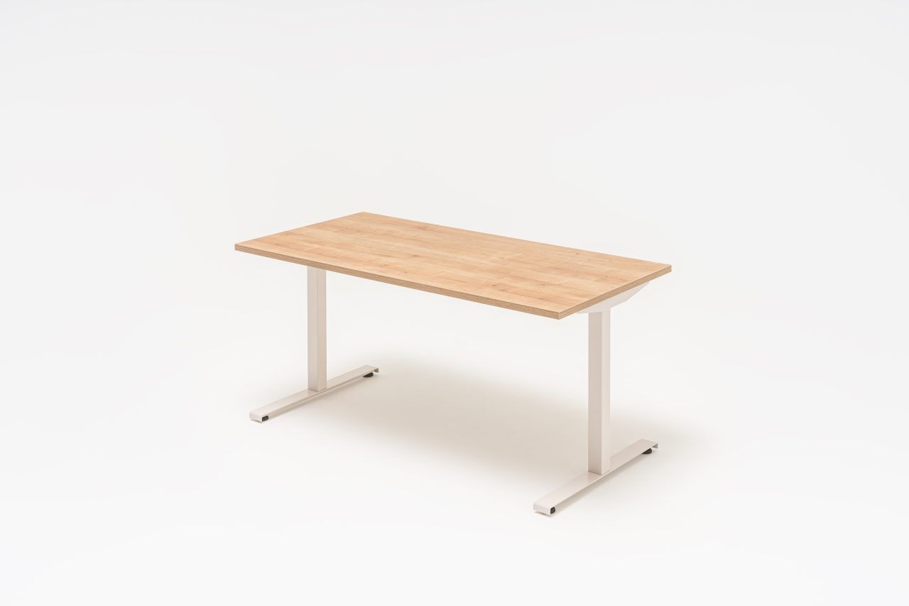 OGI T MDD pietement blanc plateau chene naturel ral9010