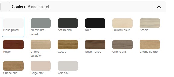 Nuancier coloris voile de fond MFC OGI MDD
