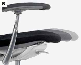 Knoll Life reconditionné, détail de lassise flexible et de laccoudoir