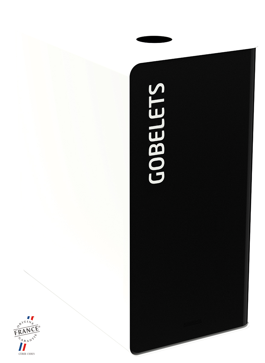 CUBATRI Borne de tri sélectif 90L sans serrure Gobelet Gris / Blanc