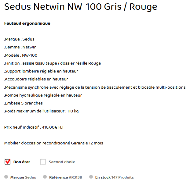 sedus Chaise reconditionné