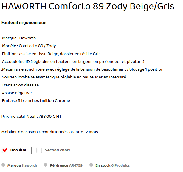 HAWORTS CONFORTO 89 DESCRIPTIF