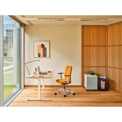 OGI T MDD bureau individuel pietement RAL 9010 plateau chene canadien profil