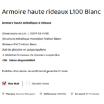 Armoire rideaux Haut blanche L100 reconditionné