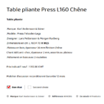 Table Chene L 160 Karl et Andersson descriptif