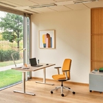 OGI T MDD bureau individuel pietement RAL 9010 plateau chene canadien