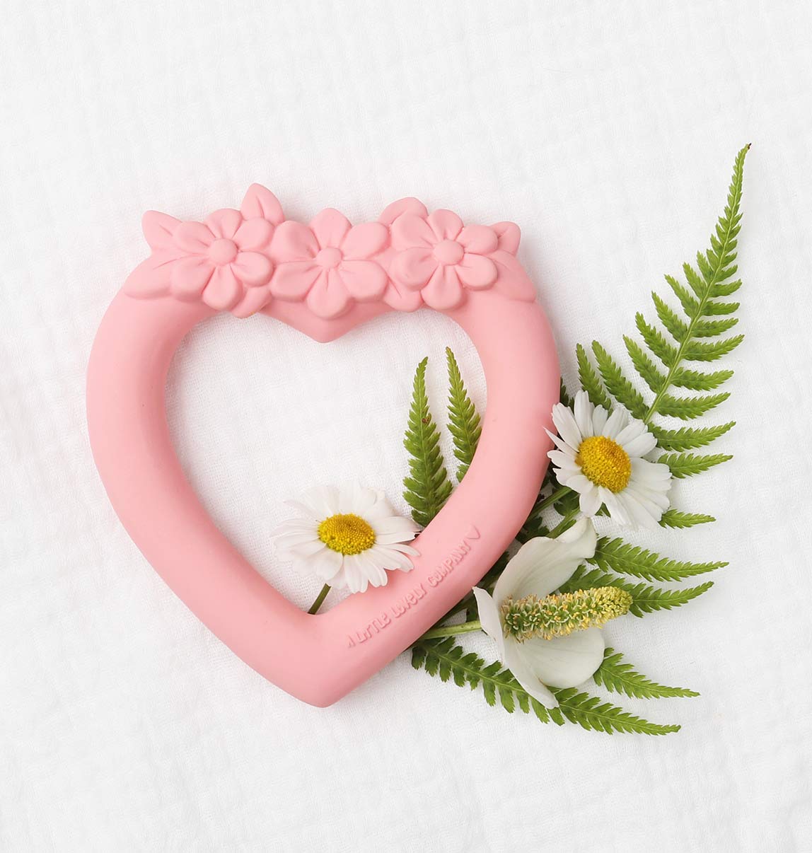 anneau dentition silicone coeur rose