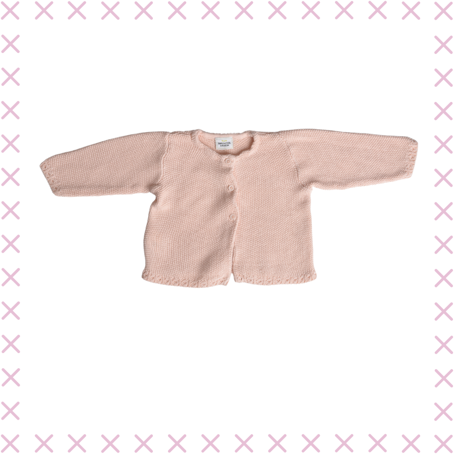Gilet rose pâle en tricot - 6 mois