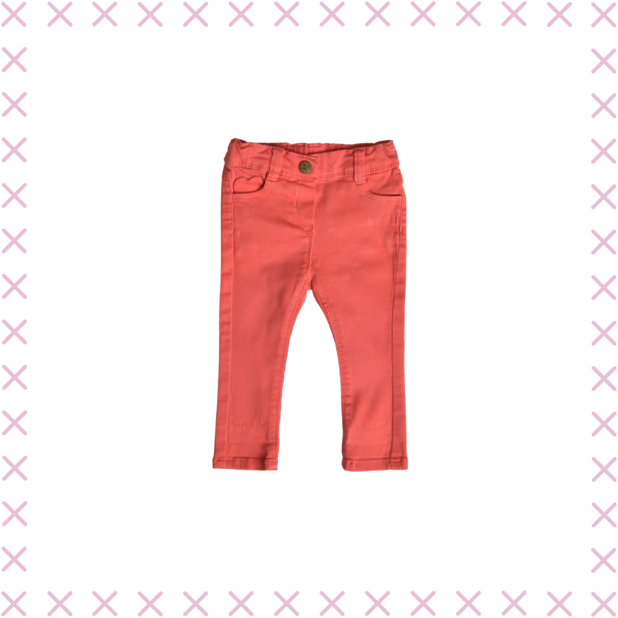 Pantalon slim en denim corail Tape à l\'oeil - 6 mois