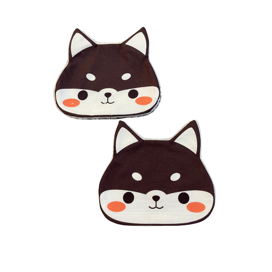 Lingettes impressions animaux chien shiba Inu x2