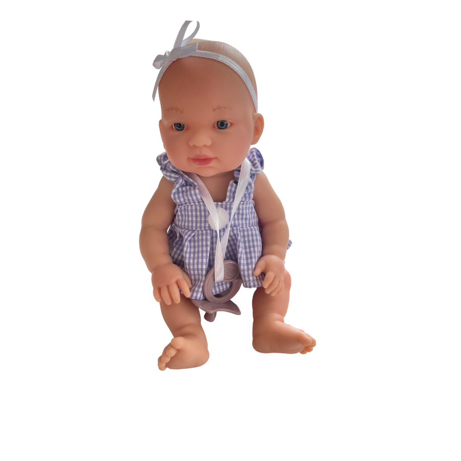 Petite poupée pop corn 26 cm - robe mauve