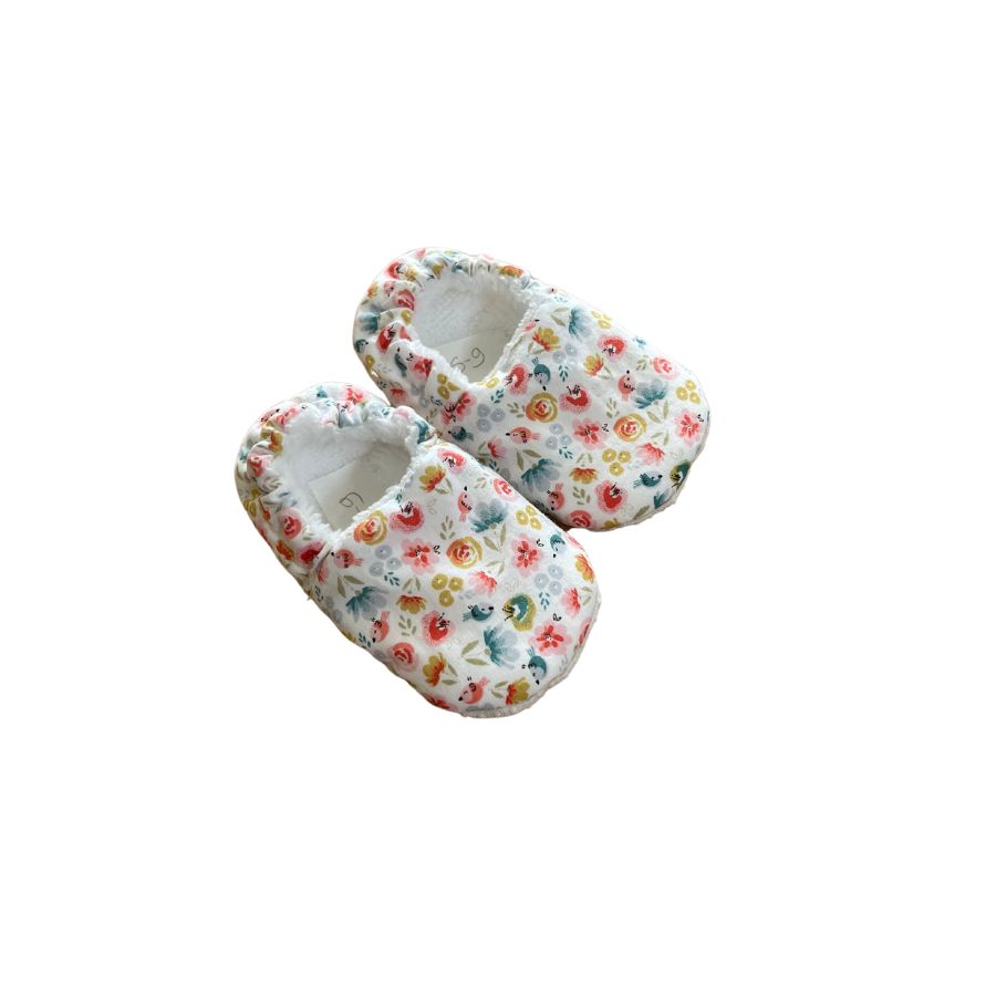 chausson bébé fille anti dérapant fleuri made in france