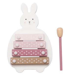 xylophone lapin rose et blanc en bois pour bébé instrument de musique jabadabado