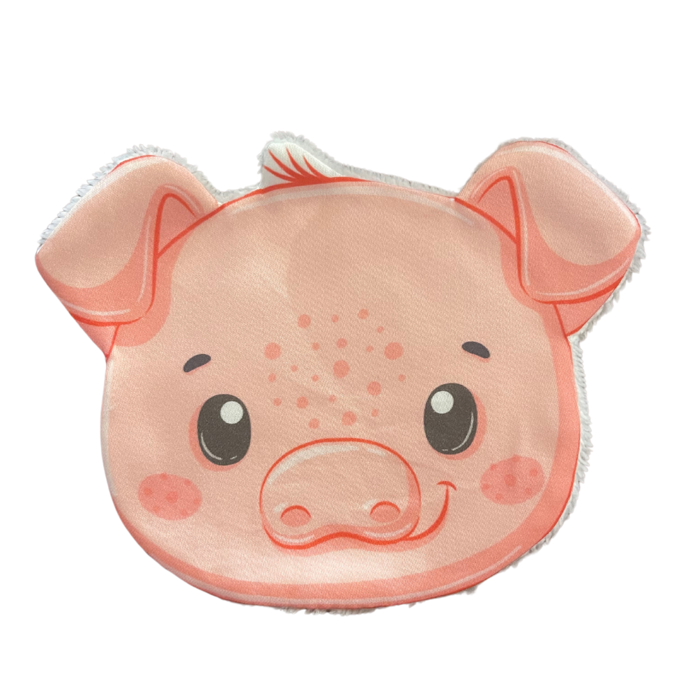 Lingette réutilisable en coton avec impression cochon