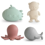 Jouet de bain en silicone set de 4 jouets sealife mushie dès 10 mois