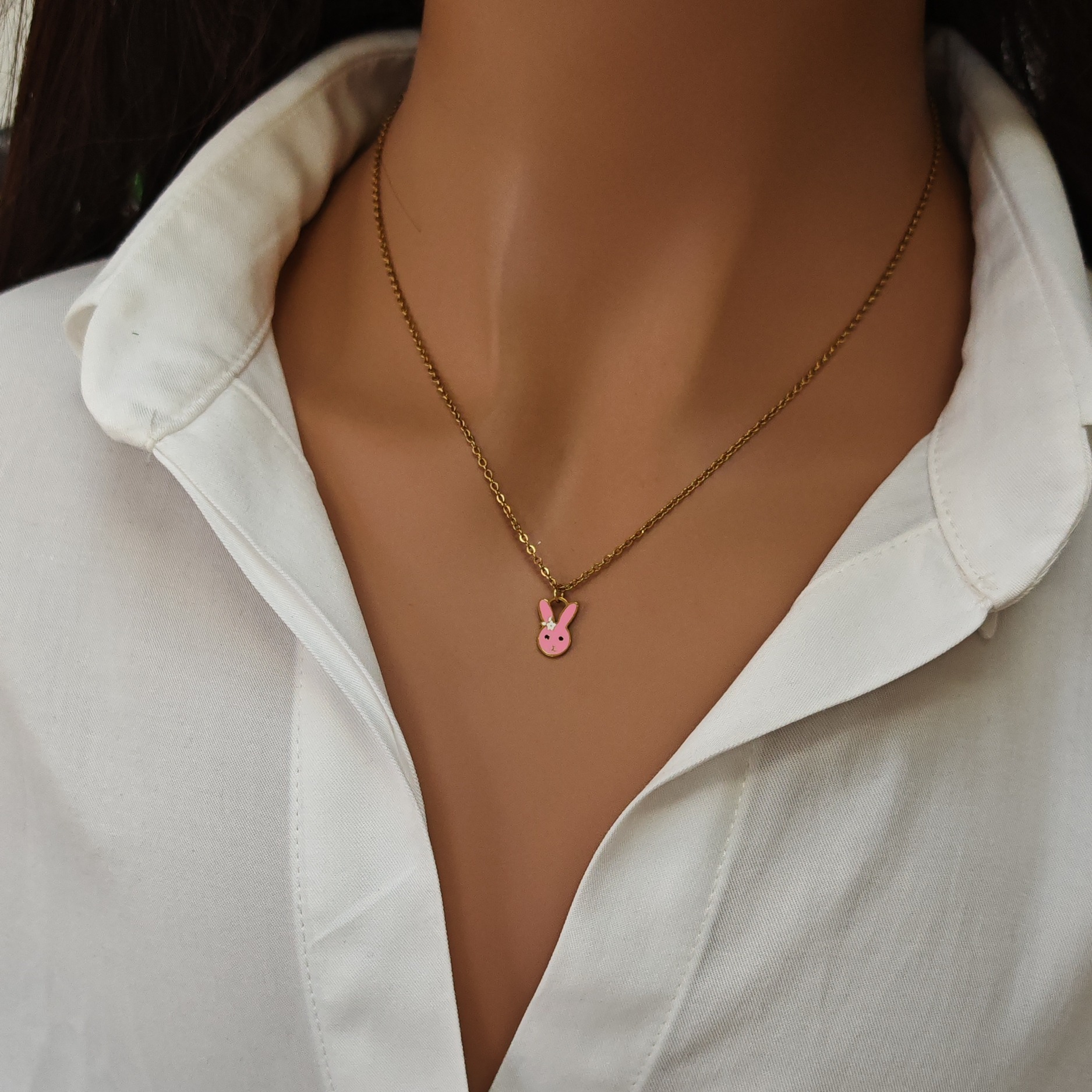 Mignon Lapin Cerise Collier Guirlande Esthétique Simple