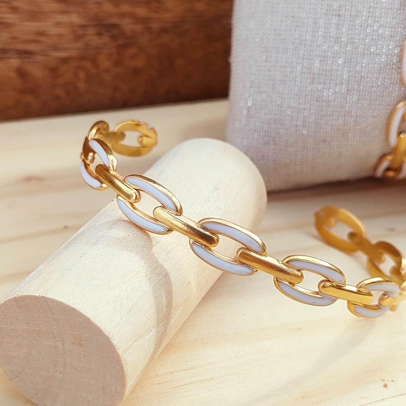 Bracelet femme souple doré organique - Argent Tonic