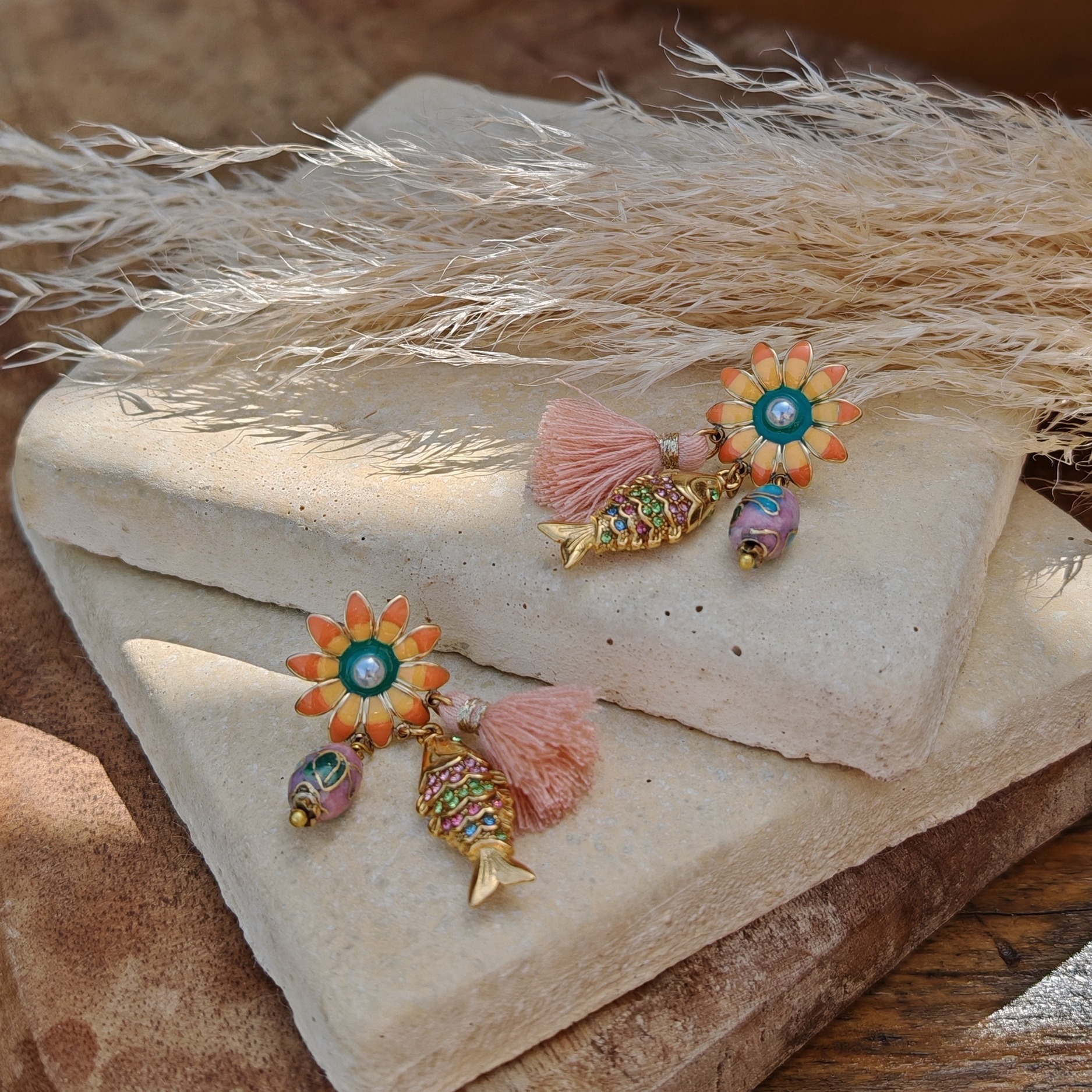 Boucles D'oreilles Pendantes Thème Océan - Alliage Doré, Forme Coquillage Bohème, Pour Tous Les Jours