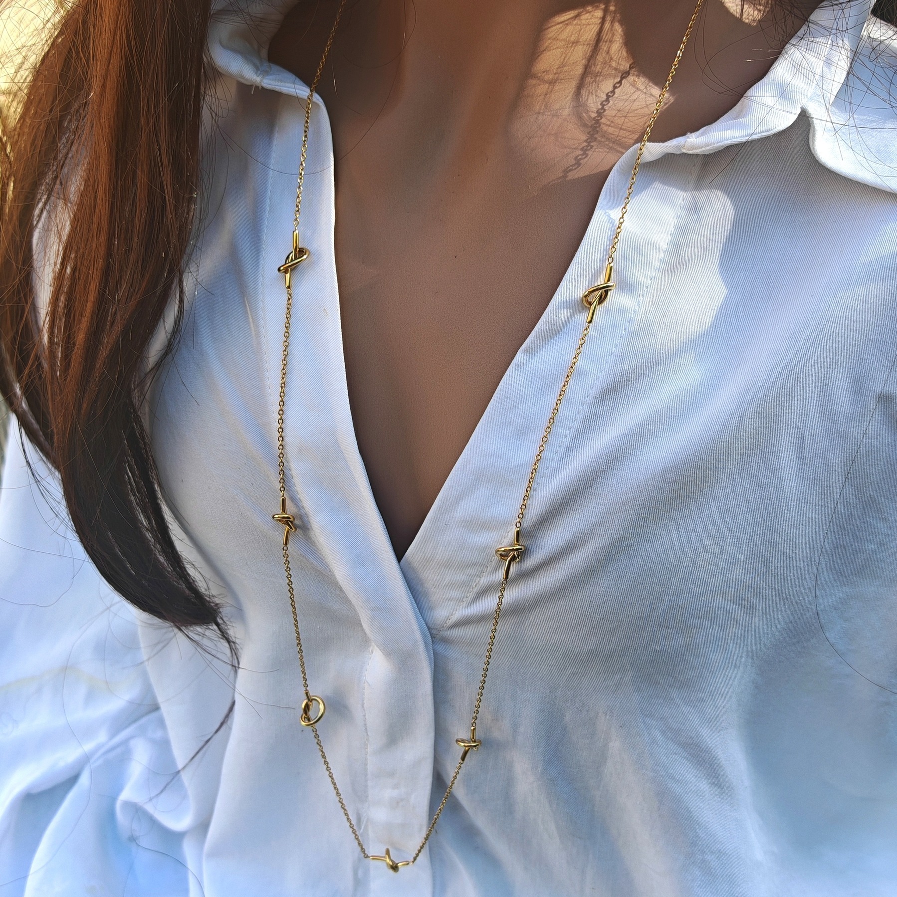 Sautoir Collier Acier Inoxydable DorÃ© Femme Acier Collier Long