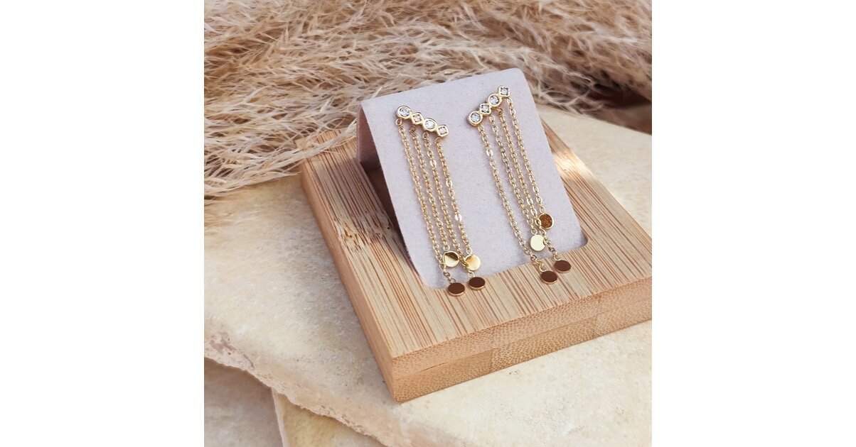 Boucles D'oreilles Fantaisie - Pierres Et Strass Rose - Sans Nickel - NEUF Avec étiquettes
