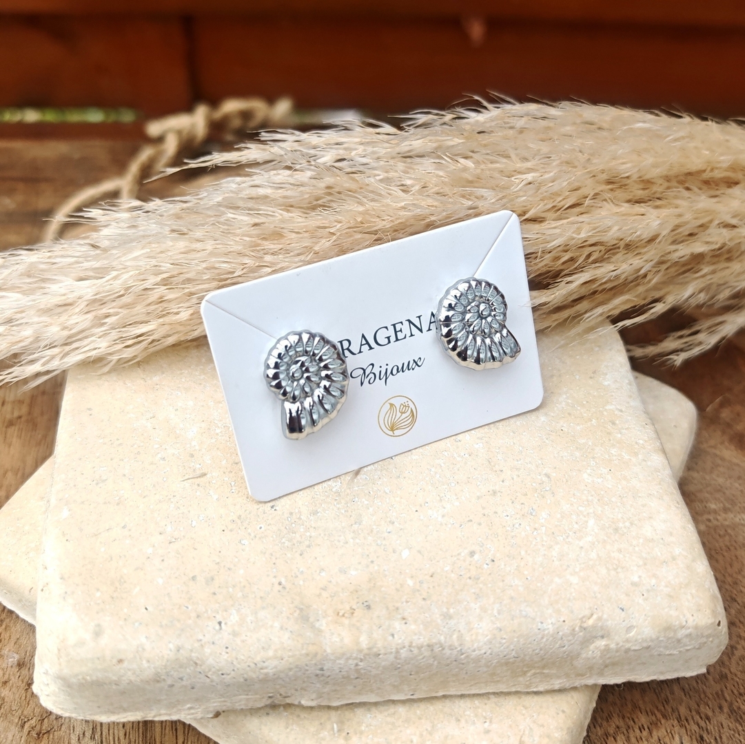 Boucles D'oreilles Carrées En Escargot Argenté DOLCE VITA - Neuf Sans Emballage, Clips