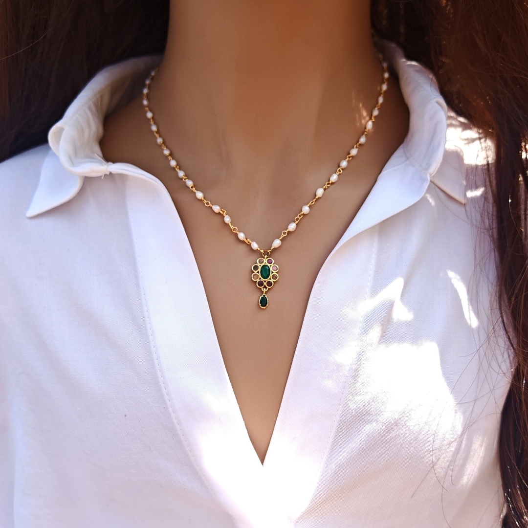 PENDENTIF PERLE 16mm PIERRE NATURELLE POLIE MALACHITE - AVEC OU SANS