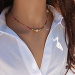 Collier acier inoxydable perlé Turquoise Africaine