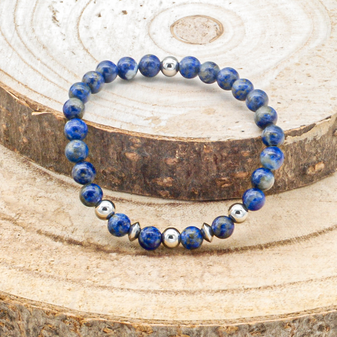 Bracelet femme pierre naturelle Lapis Lazuli / Bracelet coulissant perles  bleu foncé -  Canada