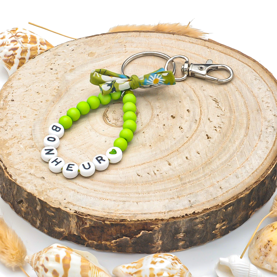 Porte-clés personnalisés perles vertes
