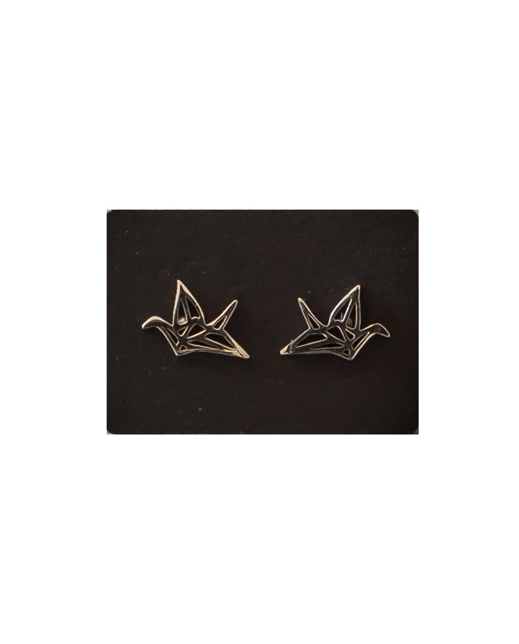 Puces d'oreilles grue origami, acier inoxydable argent 5