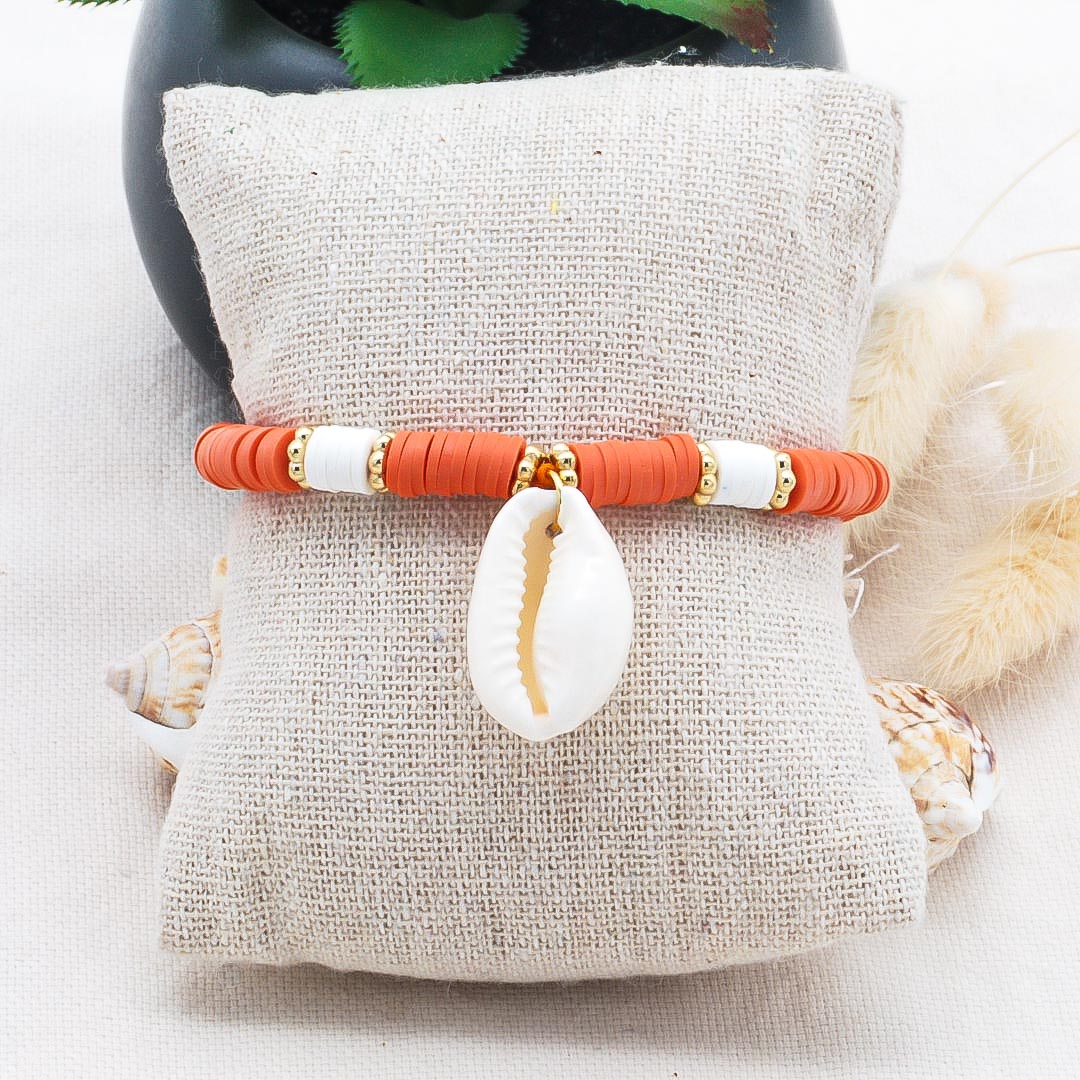 Bracelet coquillage naturel & perles heishi