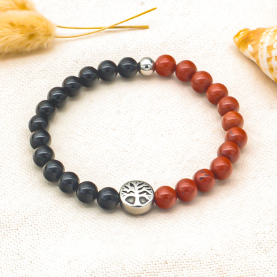 Bracelet arbre de vie jaspe rouge
