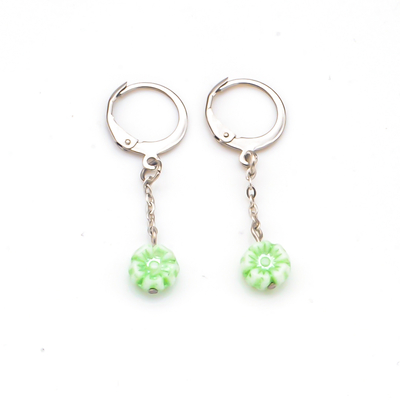 Boucles d'oreilles enfant fleur tchèque vert